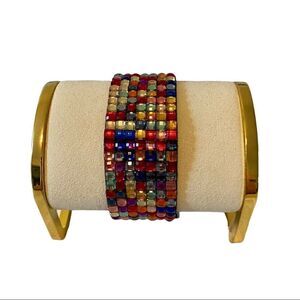 Multi-colored Jeweled Bracelet w/ pretty heart shaped buckle clasp.